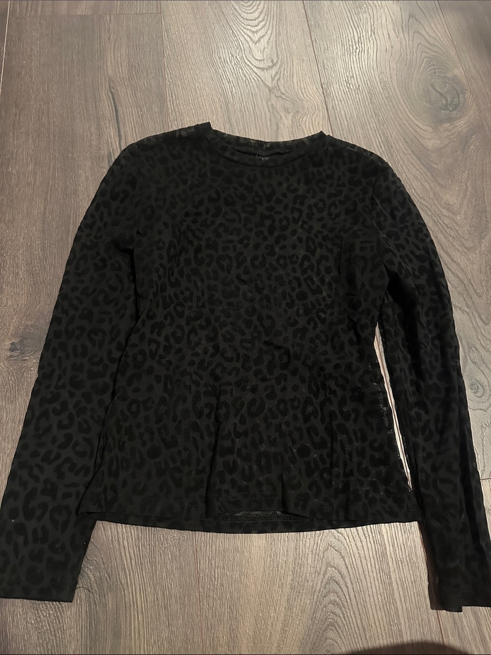 SHEIN Black Leopard-Print Long Sleeve Tee